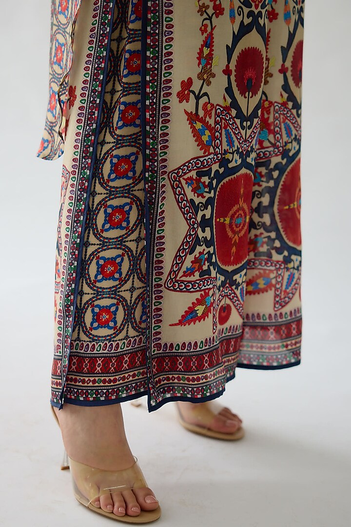Rust Silk Printed Layered Pants by Rajdeep Ranawat at Pernia's Pop Up Shop