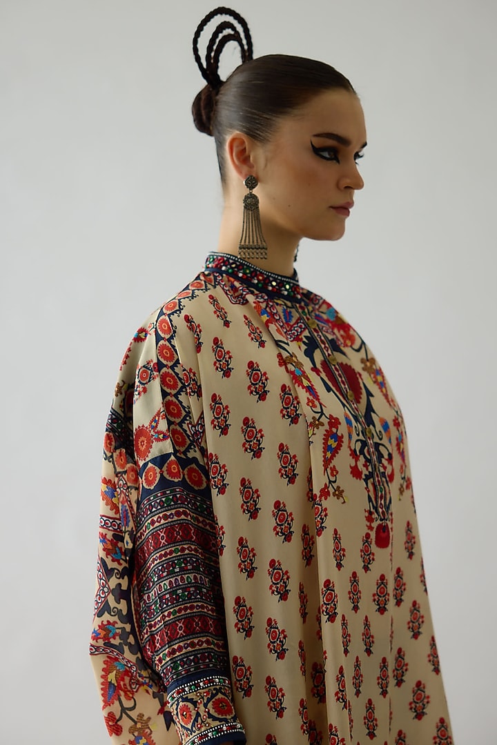 Rust Silk Printed Tunic by Rajdeep Ranawat at Pernia's Pop Up Shop