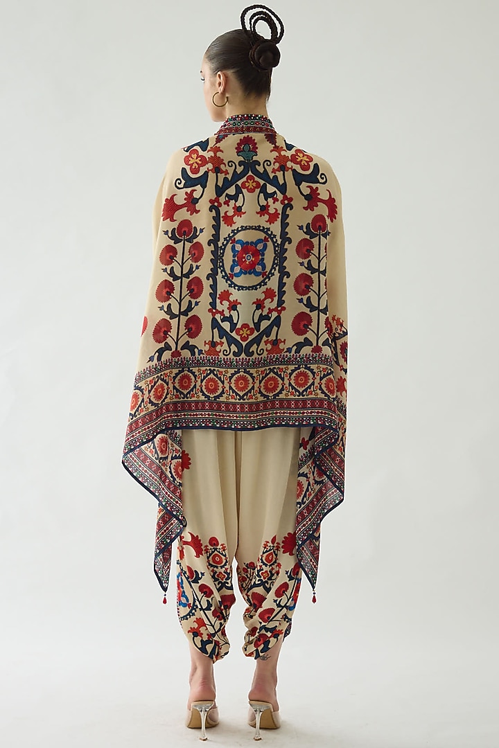Rust Silk Printed Cape by Rajdeep Ranawat at Pernia's Pop Up Shop