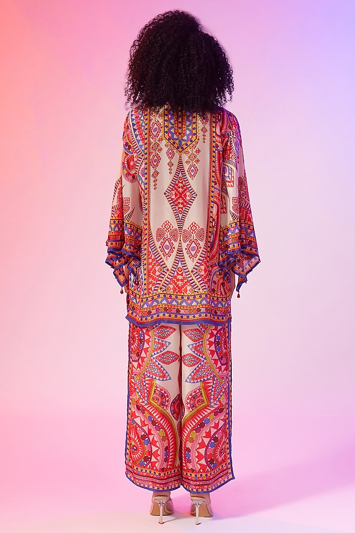 Candy Cream Modal Satin Printed Double Layered Pants by Rajdeep Ranawat at Pernia's Pop Up Shop