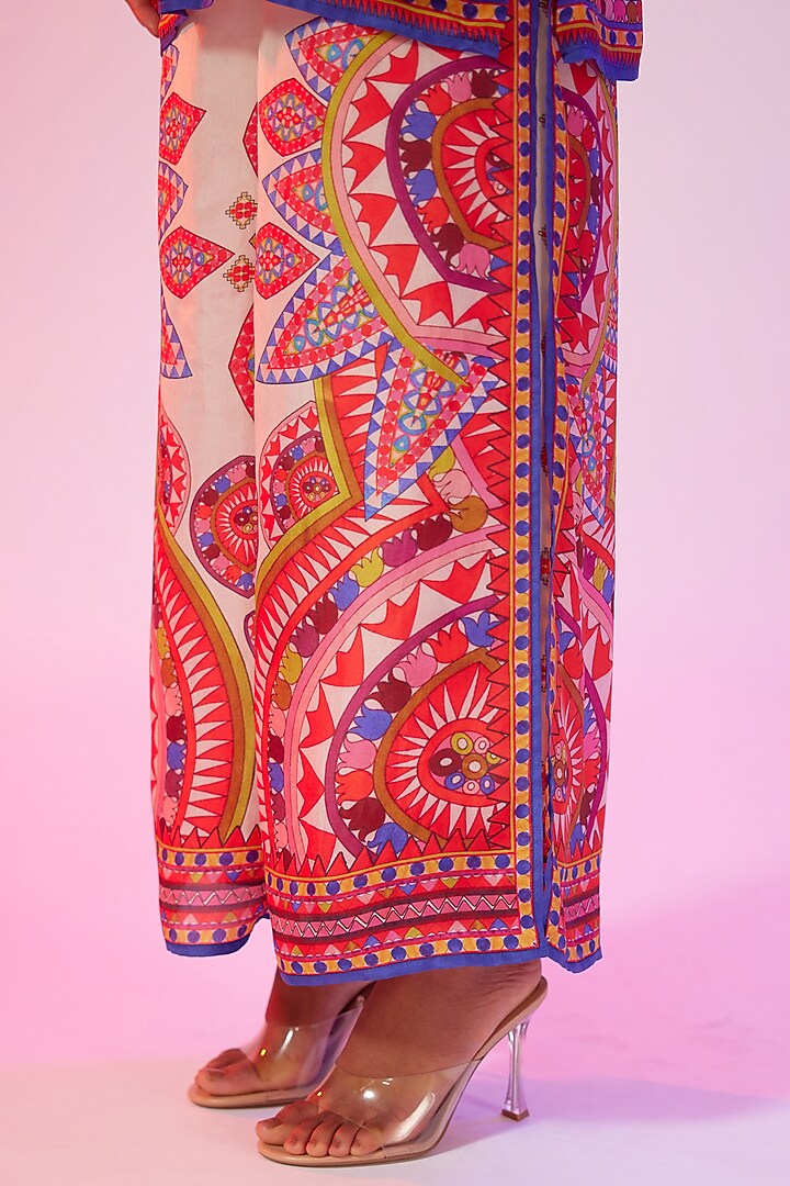Candy Cream Modal Satin Printed Double Layered Pants by Rajdeep Ranawat at Pernia's Pop Up Shop