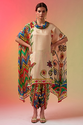 Multi-Colored Silk Printed Tunic by Rajdeep Ranawat