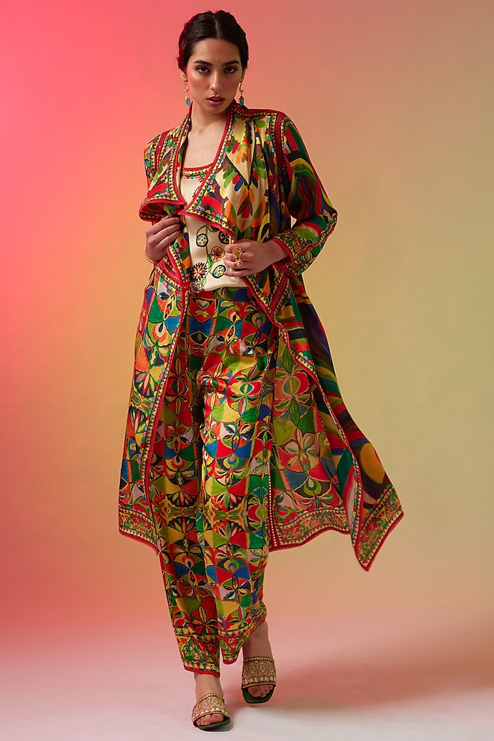 Multi-Colored Silk Printed Cami by Rajdeep Ranawat