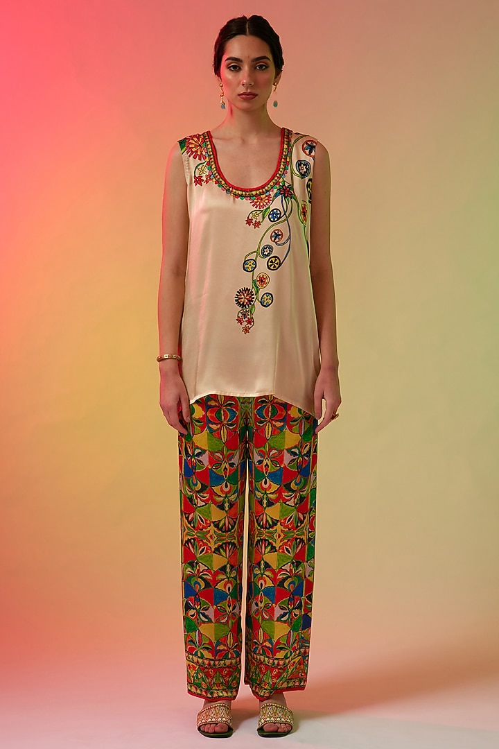 Multi-Colored Silk Printed Cami by Rajdeep Ranawat at Pernia's Pop Up Shop