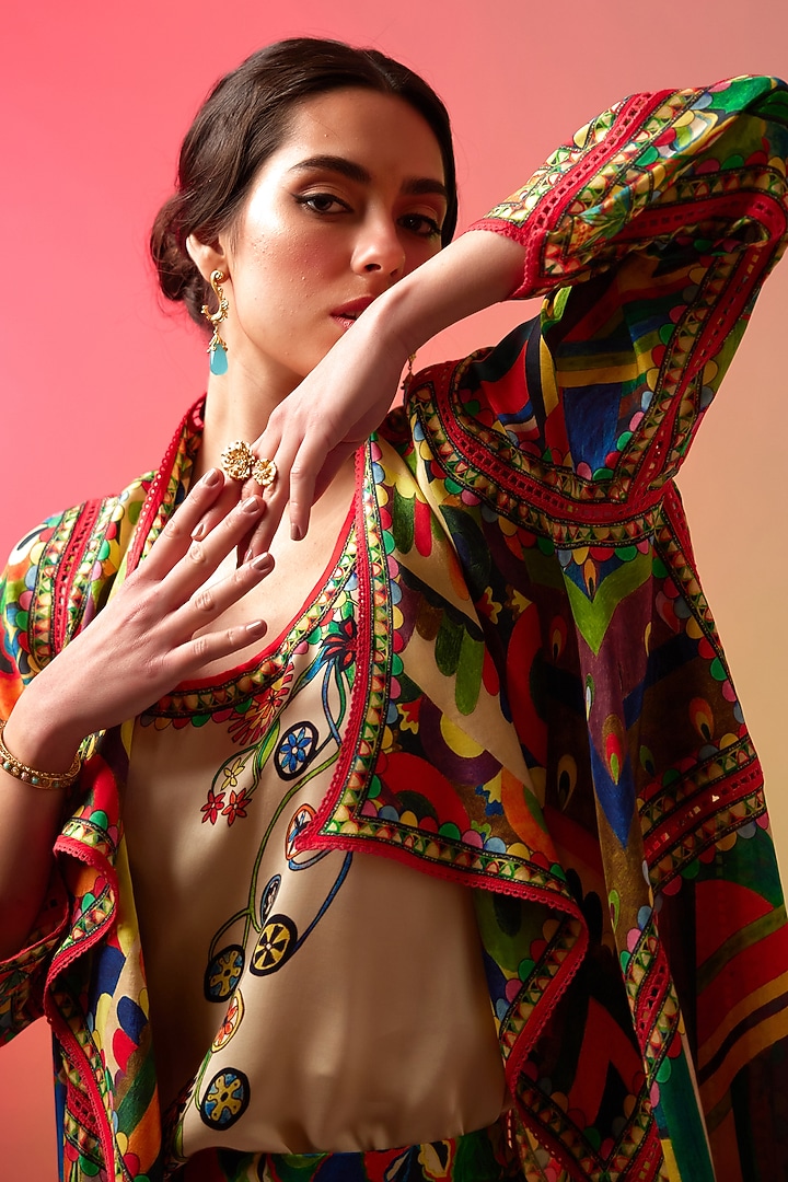 Multi-Colored Silk Printed Cami by Rajdeep Ranawat at Pernia's Pop Up Shop