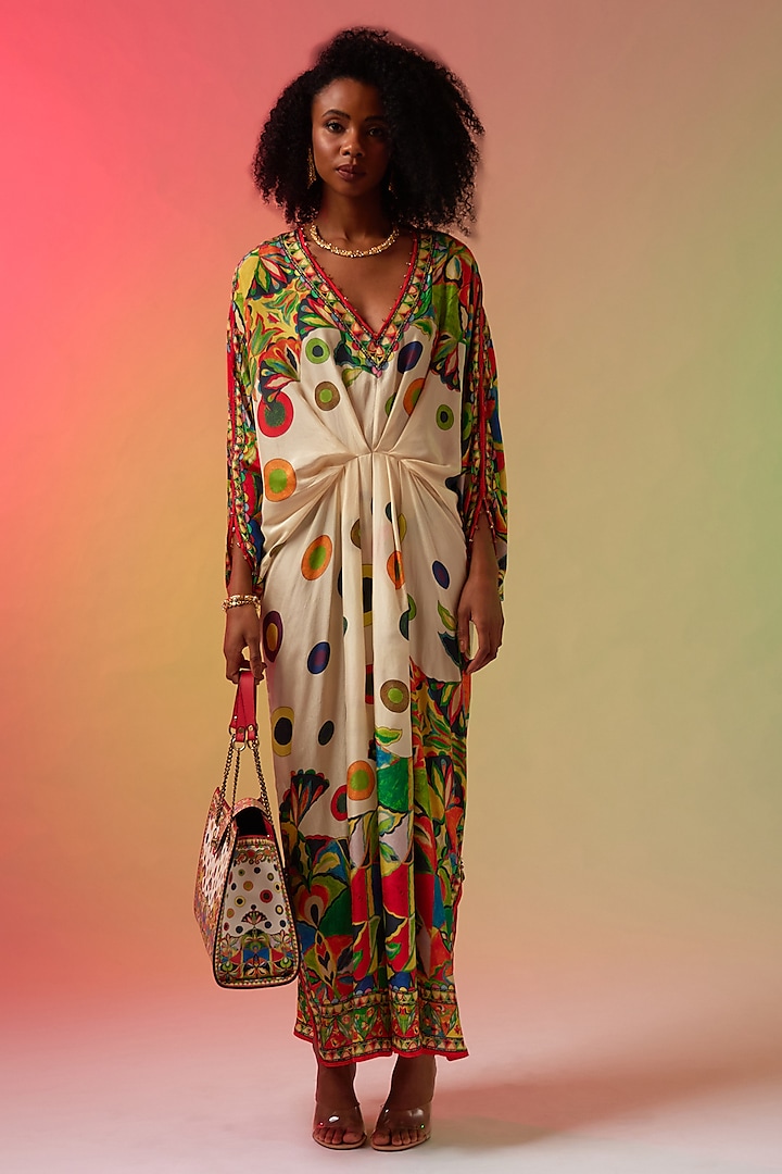 Multi-Colored Silk Printed Kaftan by Rajdeep Ranawat at Pernia's Pop Up Shop