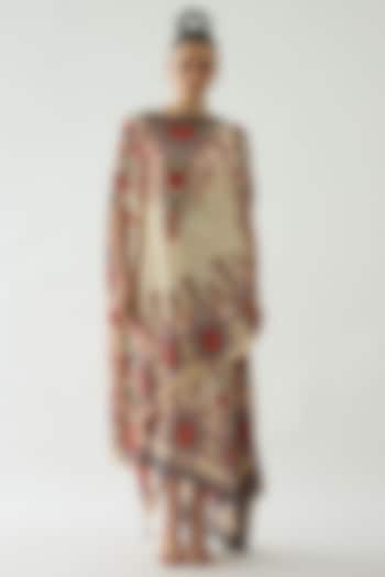 Rust Silk Printed Skirt Set by Rajdeep Ranawat