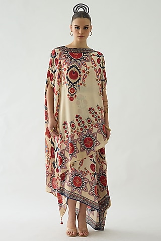 Rust Silk Printed Skirt Set by Rajdeep Ranawat