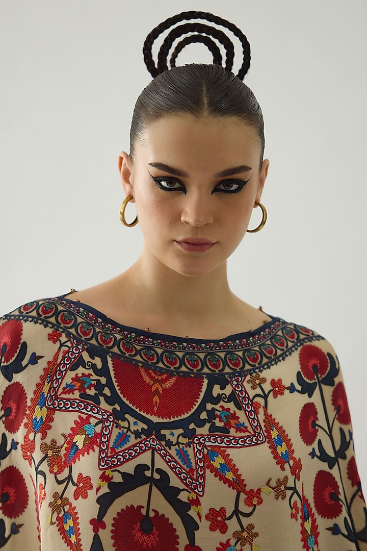 Rust Silk Printed Skirt Set by Rajdeep Ranawat at Pernia's Pop Up Shop