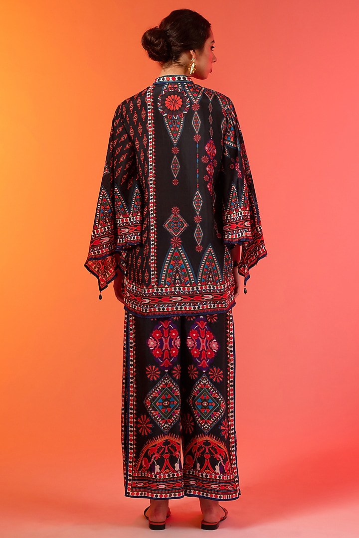 Savannah Blue Silk Printed Tunic by Rajdeep Ranawat at Pernia's Pop Up Shop