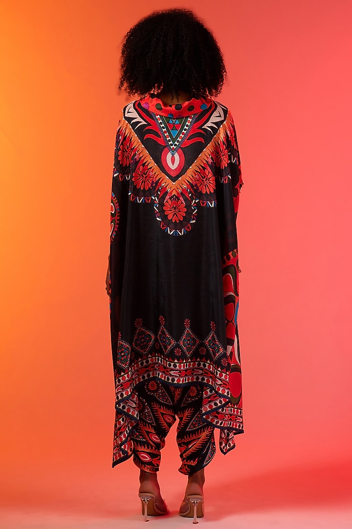 Savannah Blue Silk Printed Draped Tunic by Rajdeep Ranawat at Pernia's Pop Up Shop