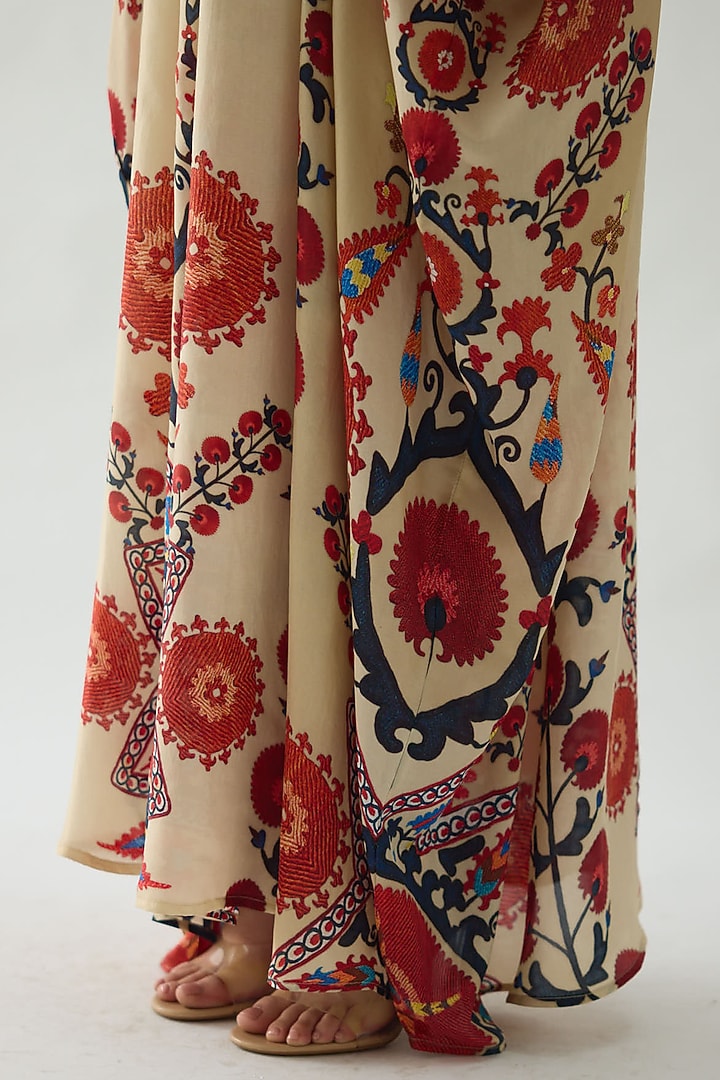 Rust Silk Printed Kaftan by Rajdeep Ranawat at Pernia's Pop Up Shop