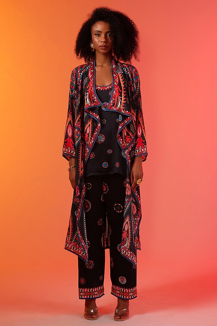Savannah Blue Silk Printed Cami by Rajdeep Ranawat at Pernia's Pop Up Shop