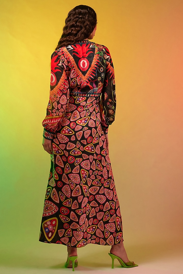 Multi-Colored Silk Printed Maxi Cocktail Dress by Rajdeep Ranawat at Pernia's Pop Up Shop