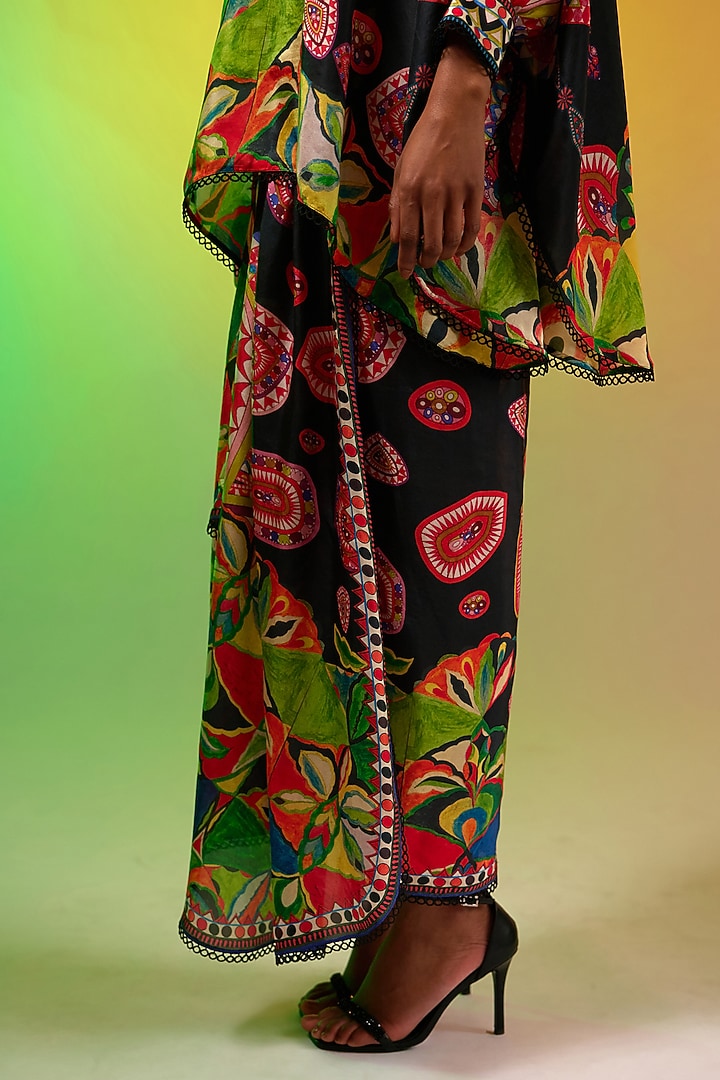 Multi-Colored Silk Printed Asymmetric Draped Skirt Set by Rajdeep Ranawat at Pernia's Pop Up Shop