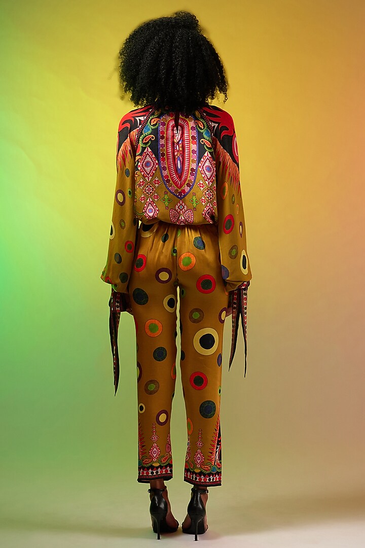 Multi-Colored Silk Chiffon & Modal Satin Printed Tunic Set by Rajdeep Ranawat at Pernia's Pop Up Shop