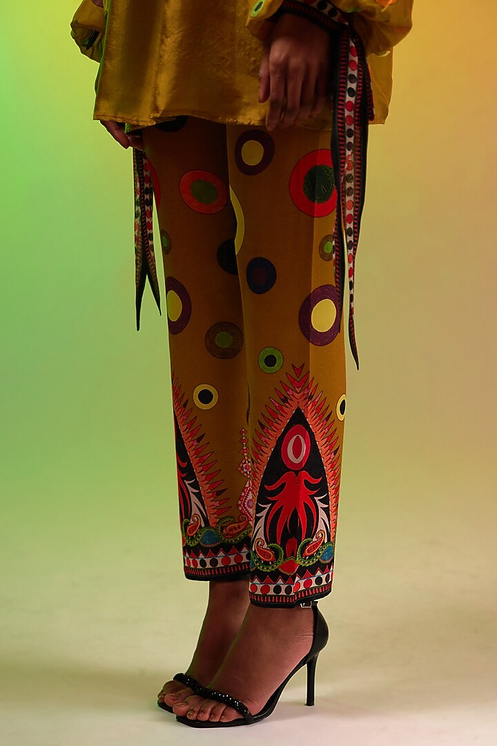 Multi-Colored Silk Chiffon & Modal Satin Printed Tunic Set by Rajdeep Ranawat at Pernia's Pop Up Shop