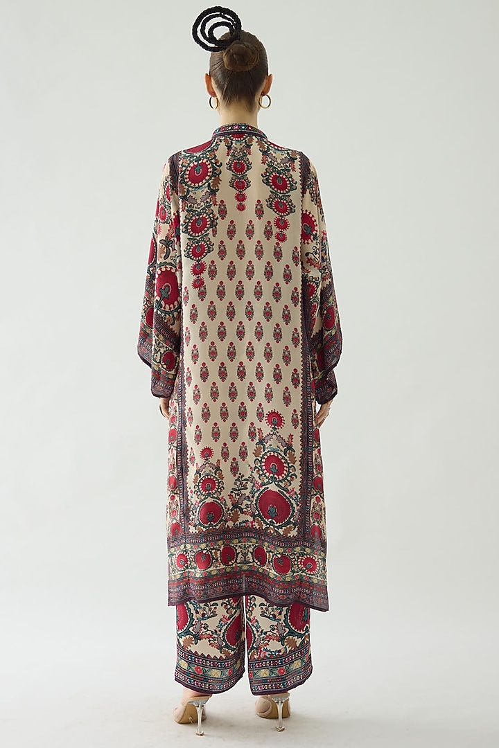 Maroon Silk Printed Tunic by Rajdeep Ranawat at Pernia's Pop Up Shop