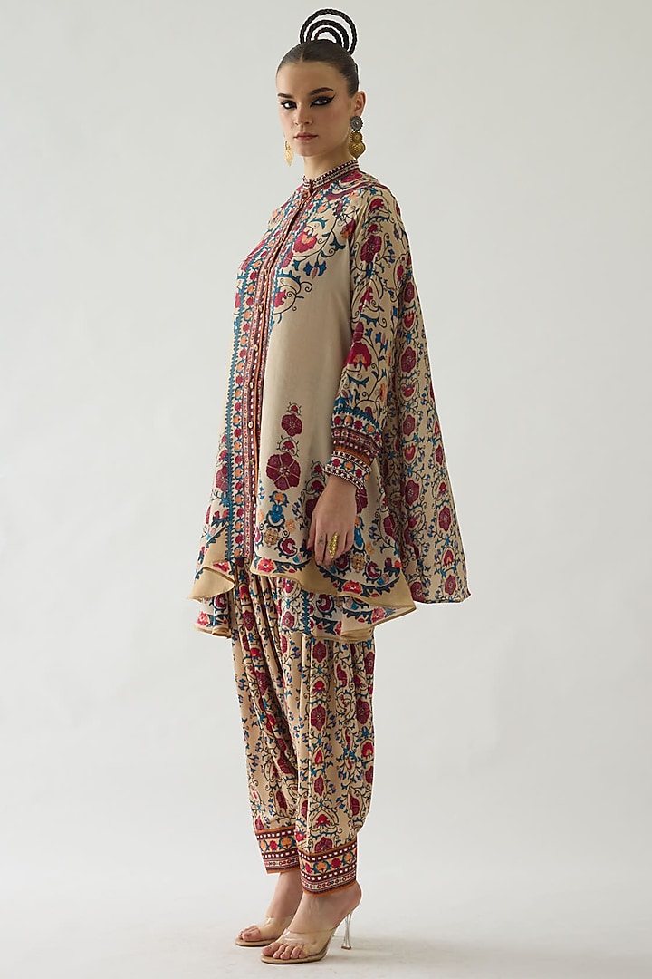 Taupe Modal Satin Printed Salwar Pants by Rajdeep Ranawat at Pernia's Pop Up Shop