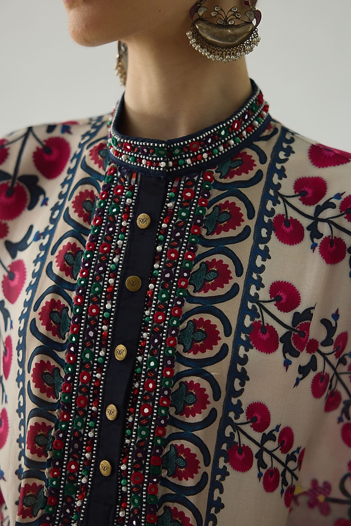 Raspberry Silk Printed Tunic by Rajdeep Ranawat at Pernia's Pop Up Shop