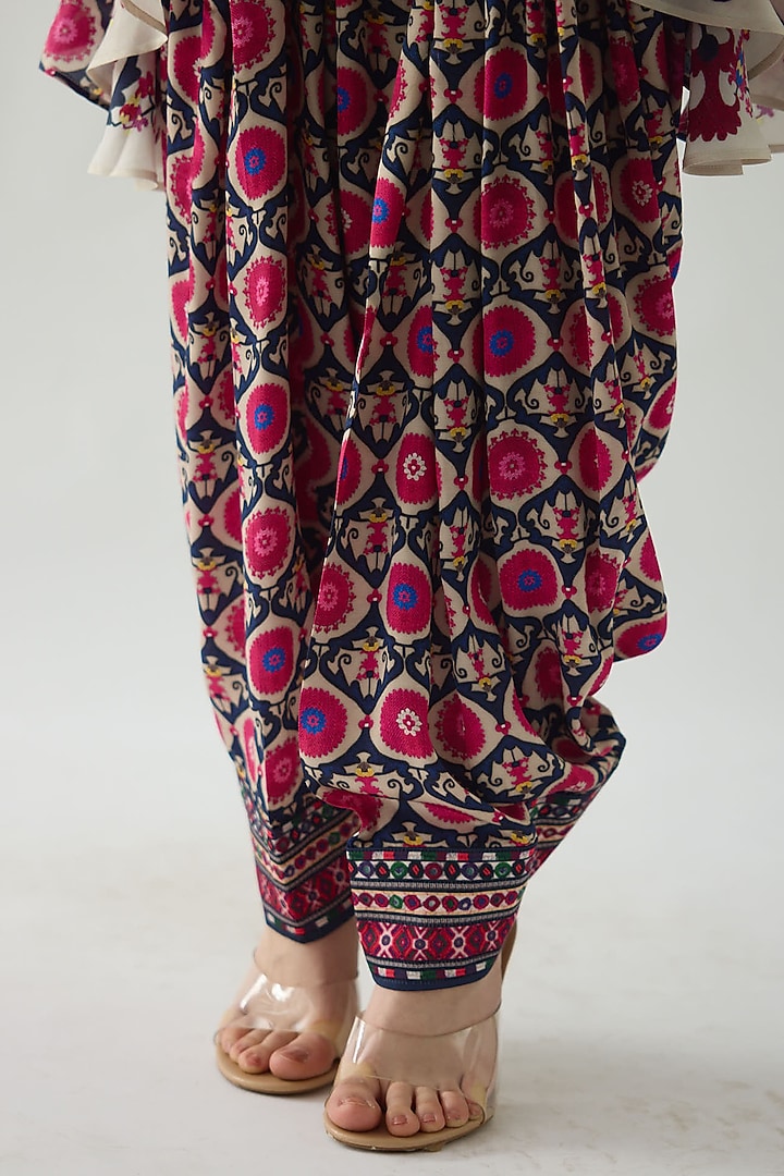 Raspberry Modal Satin Printed Salwar Pants by Rajdeep Ranawat at Pernia's Pop Up Shop
