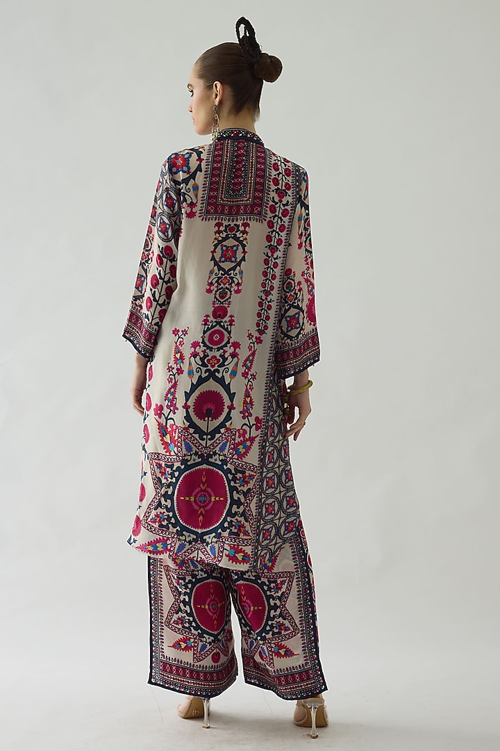 Raspberry Silk Printed Layered Pants by Rajdeep Ranawat at Pernia's Pop Up Shop
