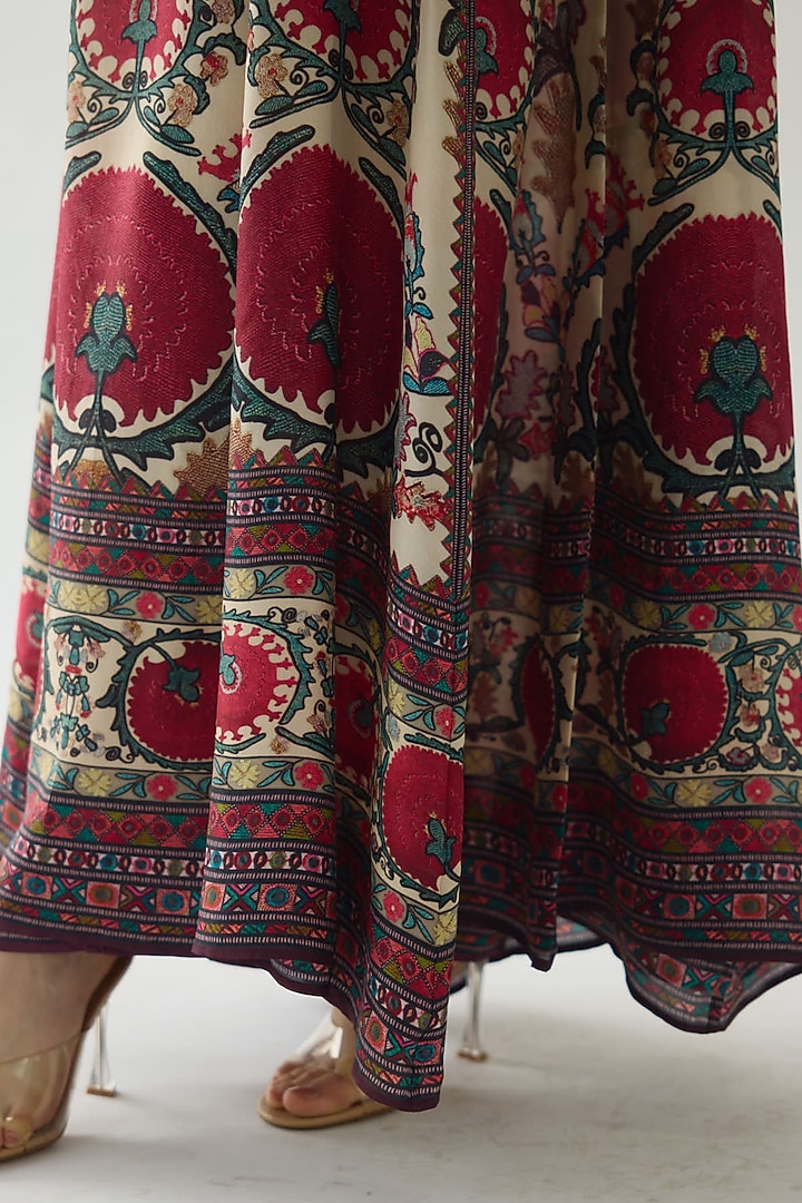 Raspberry Silk Printed Party Wear Anarkali by Rajdeep Ranawat at Pernia's Pop Up Shop