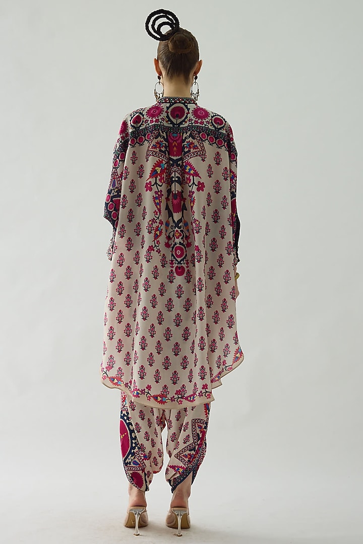 Raspberry Modal Satin Printed Dhoti Pants by Rajdeep Ranawat at Pernia's Pop Up Shop