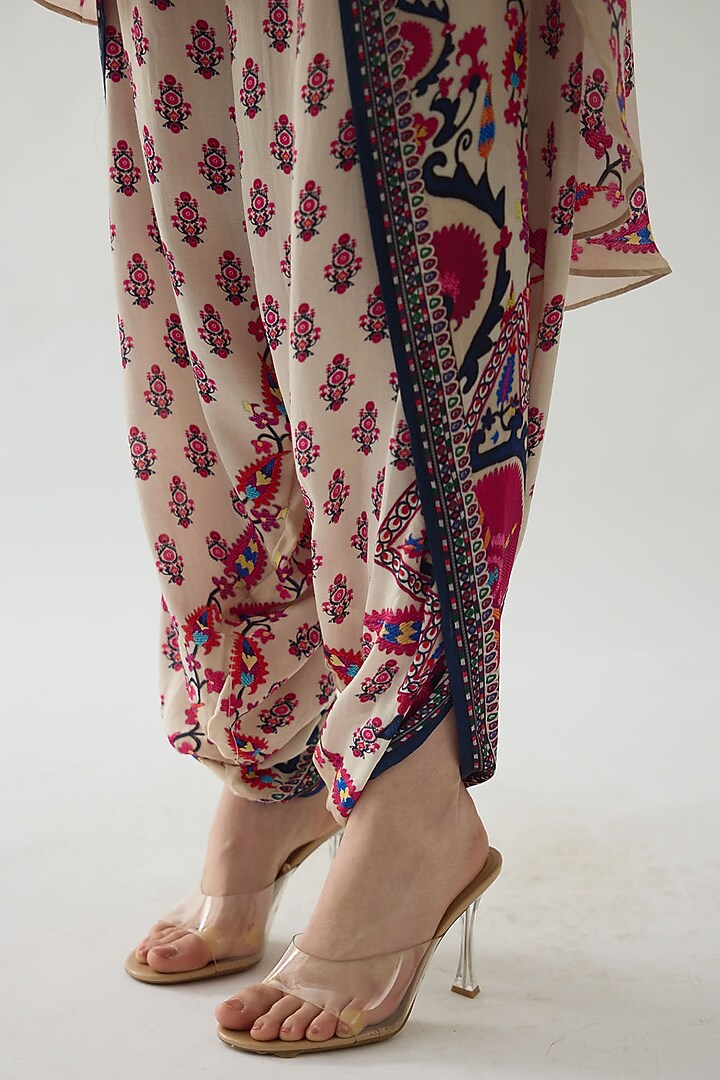 Raspberry Modal Satin Printed Dhoti Pants by Rajdeep Ranawat at Pernia's Pop Up Shop