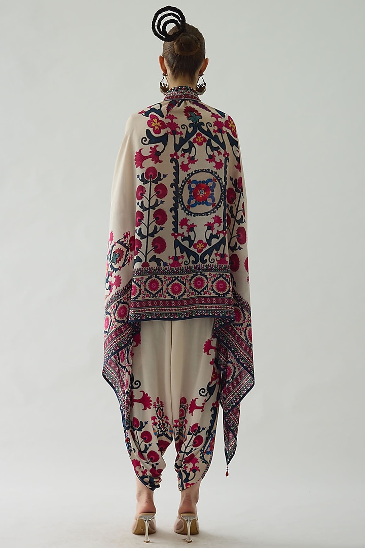 Raspberry Modal Satin Printed Dhoti Pants by Rajdeep Ranawat at Pernia's Pop Up Shop