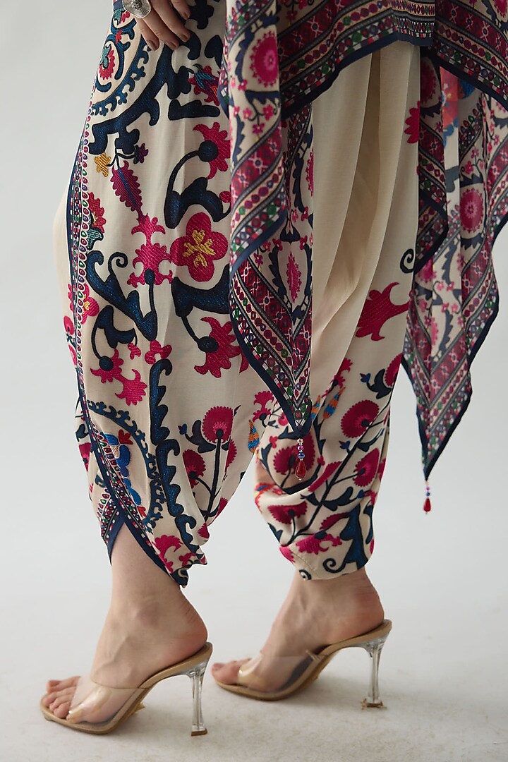 Raspberry Modal Satin Printed Dhoti Pants by Rajdeep Ranawat at Pernia's Pop Up Shop