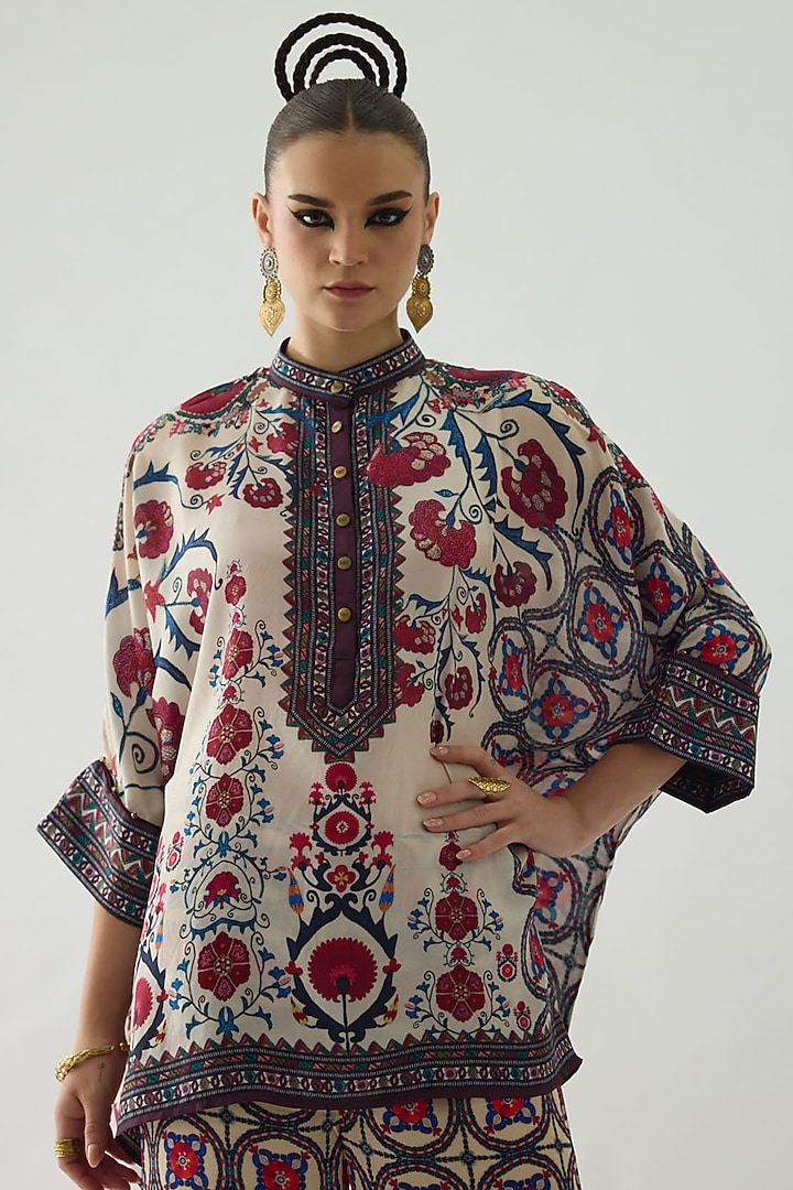 Multi-Colored Silk Printed Tunic by Rajdeep Ranawat at Pernia's Pop Up Shop