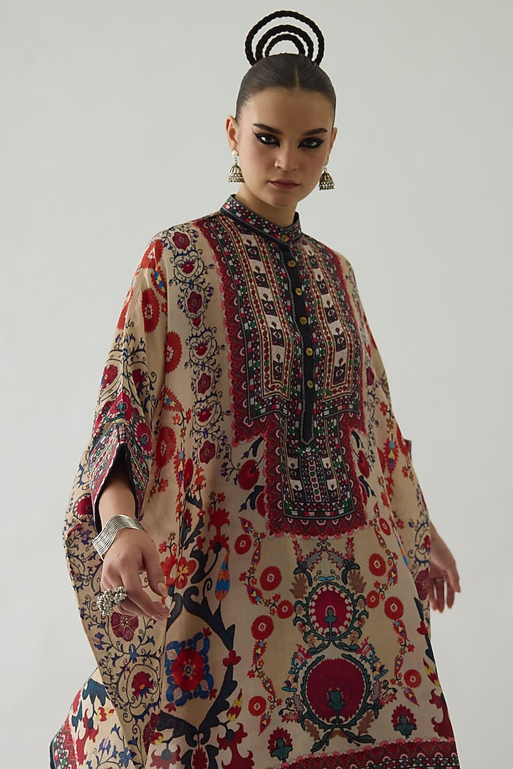 Multi-Colored Silk Printed Tunic by Rajdeep Ranawat at Pernia's Pop Up Shop