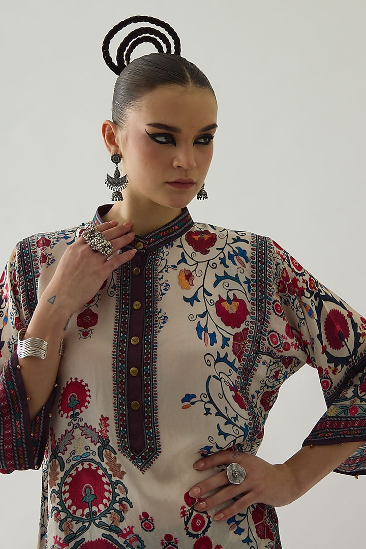 Multi-Colored Silk Printed Tunic by Rajdeep Ranawat at Pernia's Pop Up Shop