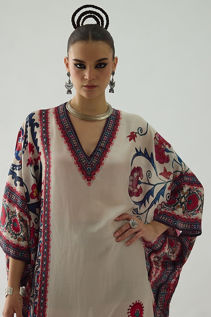 Multi-Colored Silk Printed Kaftan by Rajdeep Ranawat at Pernia's Pop Up Shop
