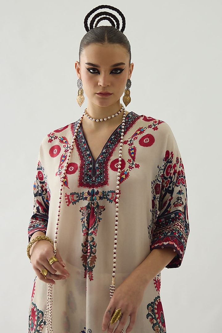 Multi-Colored Silk Printed Kimono Tunic by Rajdeep Ranawat at Pernia's Pop Up Shop