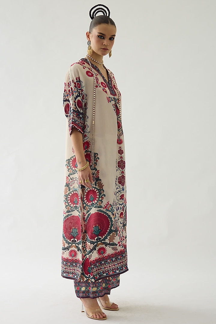 Multi-Colored Silk Printed Kimono Tunic by Rajdeep Ranawat at Pernia's Pop Up Shop