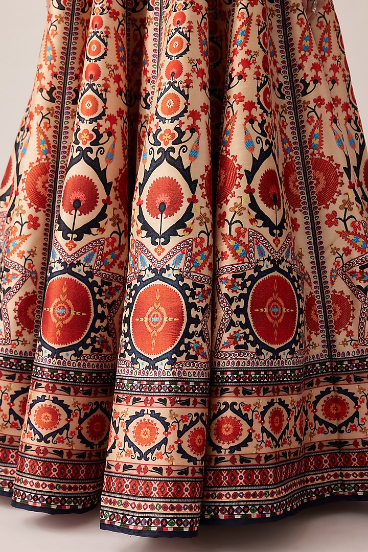 Rust Dupion Printed Skirt Set by Rajdeep Ranawat at Pernia's Pop Up Shop