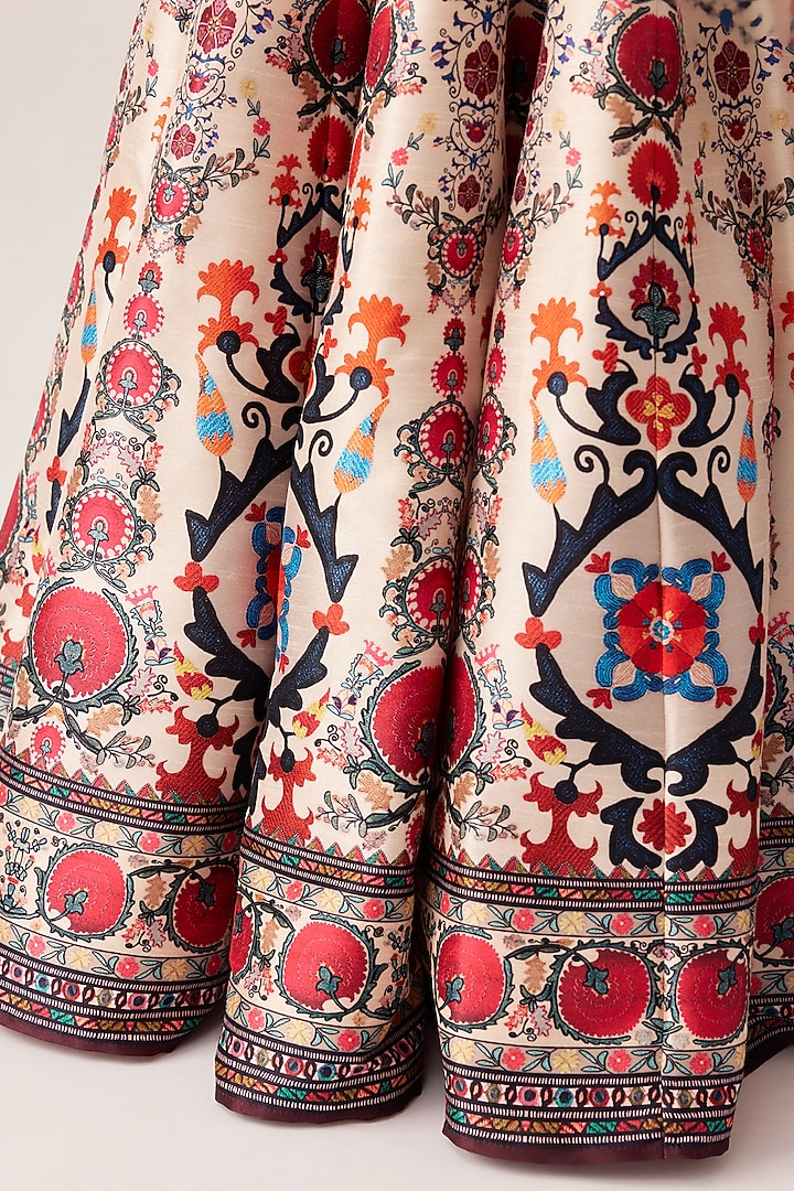 Multi-Colored Dupion Printed Skirt Set by Rajdeep Ranawat at Pernia's Pop Up Shop