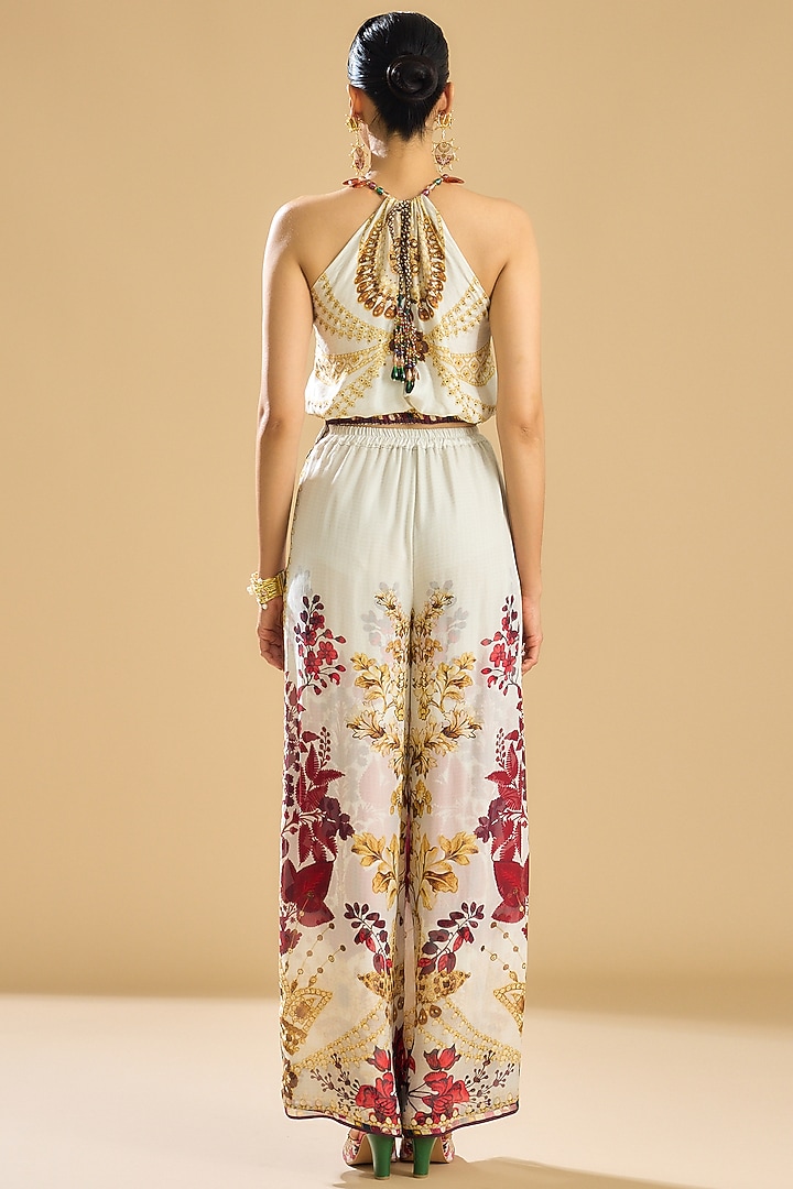 Ivory & Gold Silk Printed Layered Pant Set by Rajdeep Ranawat at Pernia's Pop Up Shop
