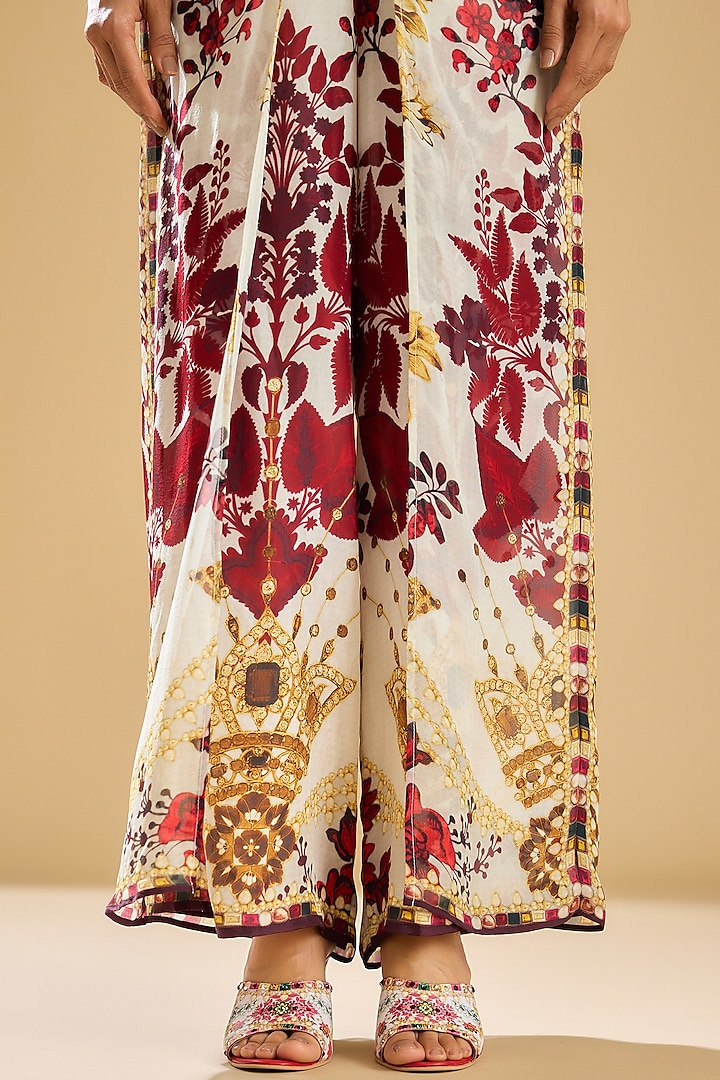 Ivory & Gold Silk Printed Layered Pant Set by Rajdeep Ranawat at Pernia's Pop Up Shop