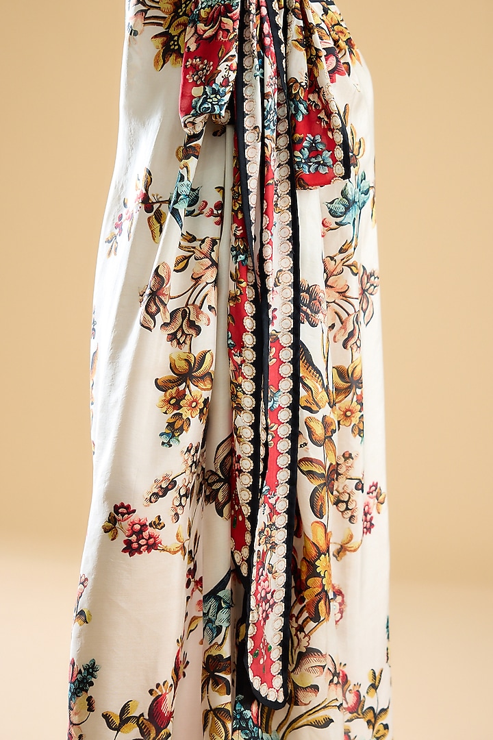 Ivory & Red Silk Printed Wrap Cocktail Dress by Rajdeep Ranawat at Pernia's Pop Up Shop
