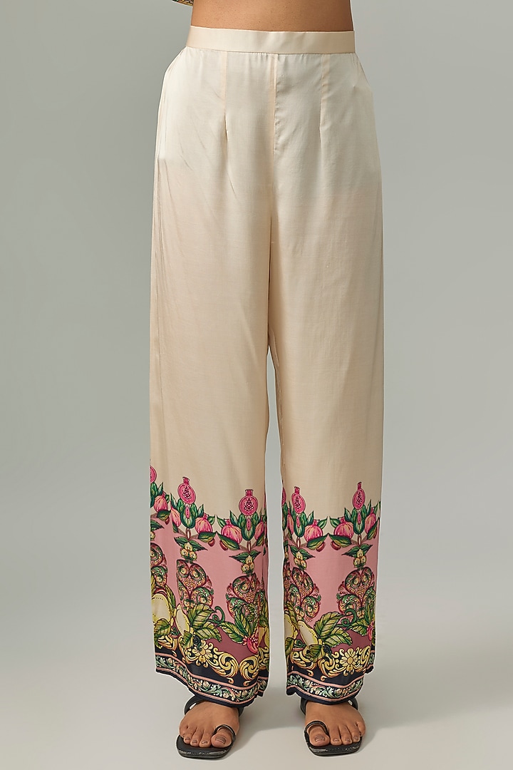 Ivory & Blush Silk Printed Tunic Set by Rajdeep Ranawat at Pernia's Pop Up Shop