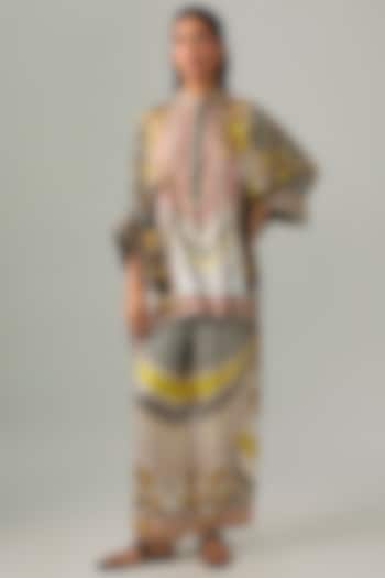 Ivory & Blush Silk Printed Tunic Set by Rajdeep Ranawat at Pernia's Pop Up Shop