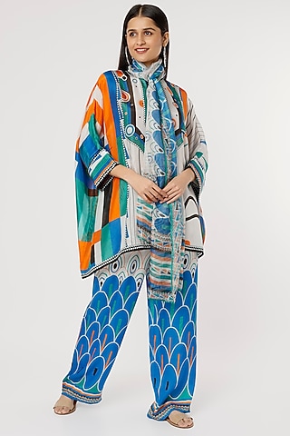 Multi-Colored Printed Stole by Rajdeep Ranawat