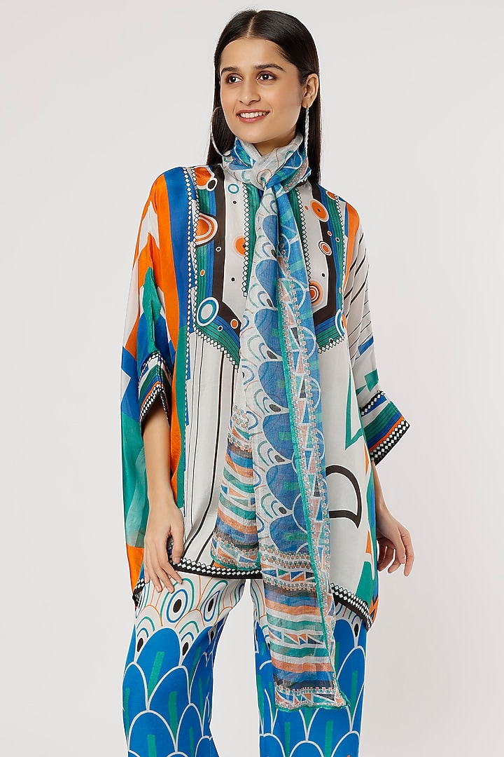 Multi-Colored Printed Stole by Rajdeep Ranawat at Pernia's Pop Up Shop