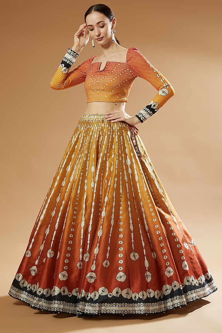 Mustard Dupion Wedding Lehenga Set by Rajdeep Ranawat at Pernia's Pop Up Shop