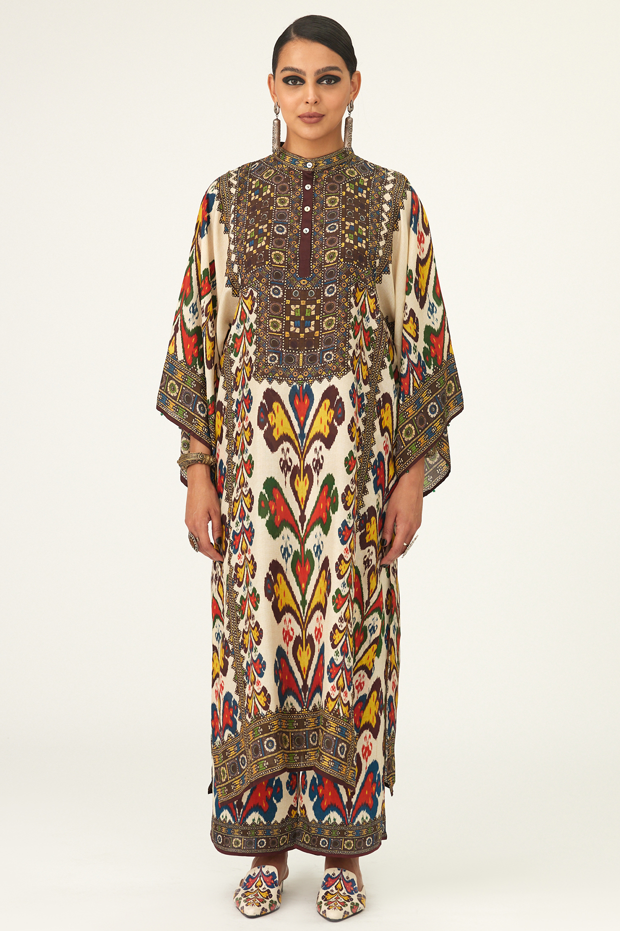 Beige Silk Printed Tunic by Rajdeep Ranawat at Pernia's Pop Up Shop