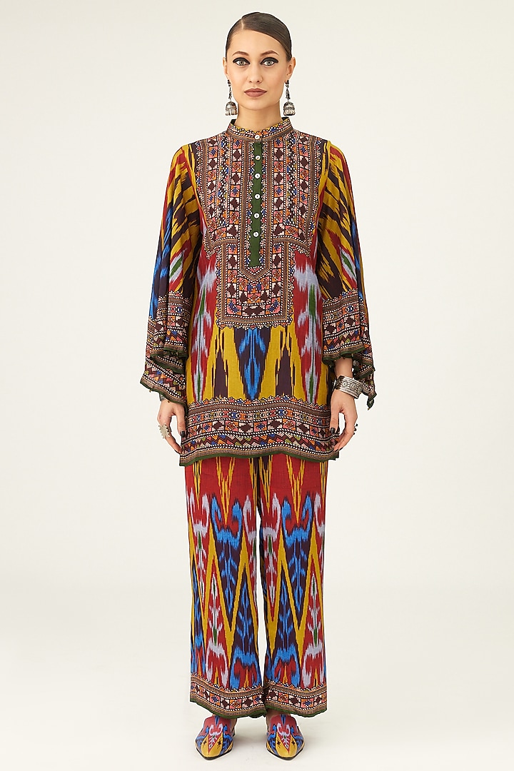 Multi-Colored Silk Printed Tunic by Rajdeep Ranawat at Pernia's Pop Up Shop