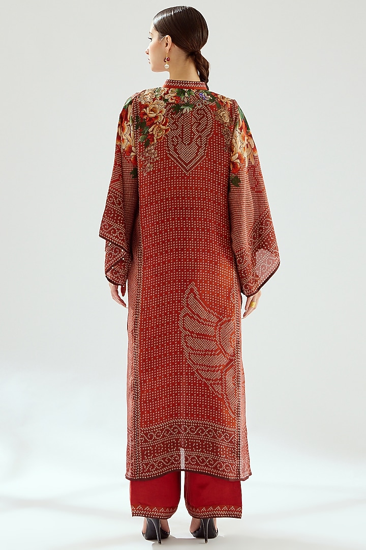 Rust Satin Palazzo Pants by Rajdeep Ranawat at Pernia's Pop Up Shop